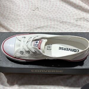 Converse White Canvas Sneakers with Red Accents